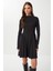 Volanlı Mini Örme Elbise LUB0237 Siyah 3