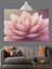 Pembe Lotus Çiçek Dekoratif Kanvas - Mdf Ahşap Tablo 3