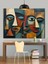 Soyut Yüzlerden Modern Tablo Dekoratif Kanvas - Mdf Ahşap Tablo 4