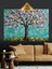 Renkli Çiçekli Ağaç Dekoratif Kanvas - Mdf Ahşap Tablo 3