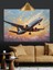 Gökyüzünde Yolcu Uçak Dekoratif Kanvas - Mdf Ahşap Tablo 2