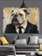 Takım Elbiseli Bulldog Dekoratif Kanvas - Mdf Ahşap Tablo 1