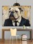 Takım Elbiseli Bulldog Dekoratif Kanvas - Mdf Ahşap Tablo 3