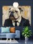 Takım Elbiseli Bulldog Dekoratif Kanvas - Mdf Ahşap Tablo 4