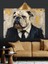 Takım Elbiseli Bulldog Dekoratif Kanvas - Mdf Ahşap Tablo 5