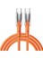 Type-C Hızlı Şarj Kablosu, 60W 480MB/S Veri Aktarımı, Saf Bakır Tel, Anti-Kırılma Özellikli, LED Göstergeli, Turuncu Soft Silicone USB C Cable For Galaxy S25/S24/S23 Ultra Pad Mini 6/air 4,5 Pixel 3