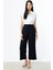 Kadın Tek Pile Bol Paça Pantolon 2106 Siyah 2