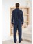 Lacivert Ekose Desenli önden Düğmeli Elegant Erkek pijama takımı 3