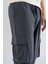 Erkek Gri Likralı Esnek Ince Kumaş Lastikli Paça Torba Cep Pantolon 6