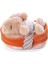 48708 Soft Toy Sleeping Pets Bunny Caramel In Peach Basket 12CM 1