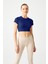 Lacivert Seamless Yumuşak Dokulu Spor T-Shirt Crop Top 1