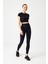 Siyah Seamless Yumuşak Dokulu Spor T-Shirt Crop Top 4