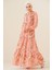 Kadın BDART Düğmeli Yaka ile Çiçekli Maxi Elbise Pink 7