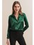 Kadın SBDART aten Kaplamalı Uzun Kollu Düğmeli Gömlek Green 6