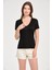 Kadın Regular Fit Tencel V Yaka Basic Tişört 4