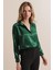 Kadın SBDART aten Kaplamalı Uzun Kollu Düğmeli Gömlek Green 8