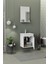 Arya Slım 50 Cm Banyo Dolabı,Seramik Lavabolu,Aynalı,Lavabo Dahil,Mdf,Mat Beyaz 3