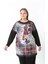 Yünlü Viskon Desenli Likralı Kadın Büyük Beden Tunik 4
