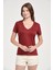 Kadın Regular Fit Tencel V Yaka Basic Tişört 4
