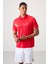 Kırmızı Polyester Nefes Alan Dokulu İnce Esnek Standart Fit Polo Yaka Erkek Performans T-Shirt - 88402 7