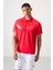 Kırmızı Polyester Nefes Alan Dokulu İnce Esnek Standart Fit Polo Yaka Erkek Performans T-Shirt - 88402 10