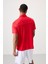 Kırmızı Polyester Nefes Alan Dokulu İnce Esnek Standart Fit Polo Yaka Erkek Performans T-Shirt - 88402 11
