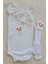 Kız Bebek Ribana Beyaz Tek Kol Askılı Çıtçıtlı Body Keçeli Figür Çorap Set 1