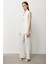 Kadın Bol Paça Cepsiz Pantolon 6504 Ekru 2