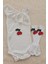 Kız Bebek Ribana Beyaz Tek Kol Askılı Çıtçıtlı Body Keçeli Figür Çorap Set 1