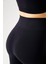 Siyah Yüksek Bel Dikişsiz Kısa Spor Tayt 3