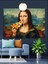 Pizza Yiyen Mona Lisa Dekoratif Kanvas - Mdf Ahşap Tablo 5