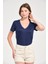 Kadın Regular Fit Tencel V Yaka Basic Tişört 2