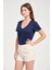 Kadın Regular Fit Tencel V Yaka Basic Tişört 3