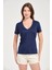 Kadın Regular Fit Tencel V Yaka Basic Tişört 4