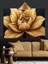 Altın Lotus Çiçek Dekoratif Kanvas - Mdf Ahşap Tablo 2