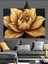 Altın Lotus Çiçek Dekoratif Kanvas - Mdf Ahşap Tablo 3