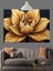Altın Lotus Çiçek Dekoratif Kanvas - Mdf Ahşap Tablo 4