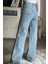 Wolf 90's Mavi Likralı Süper Yüksek Bel Kadın Palazzo Pantolon Pamuk Elastan Denim 2