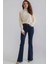 All Star Ispanyol Jeans Ispanyol Kot Yüksek Bel Solmaz Koyu Mavi Ispanyol Kot Pantolon ( Likralı ) 3