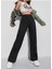 Elliy Simsiyah Likralı Süper Yüksek Bel Salaş Jeans Palazzo Pantolon (Süper Yüksek.) Wide Leg. 3
