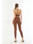Kahve Mı Emay 3921 Soft Seamless Ripli Tayt Yoga Takımı 1