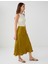 Yağ Yeşili Normal Bel Dar Kesim Uzun Saten Etek 2