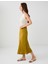 Yağ Yeşili Normal Bel Dar Kesim Uzun Saten Etek 3