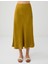 Yağ Yeşili Normal Bel Dar Kesim Uzun Saten Etek 4