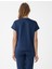 Lacivert Kısa Kollu Bisiklet Yaka Şerit Detaylı Örme Tişört 5