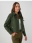 Haki Uzun Kollu Ceket Yaka Çıtçıtlı Kaşe Mont 3
