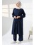 Kadın Hac ve Umre Kıyafeti Kraşlı Tesettür Ikili Takım - Lacivert 4
