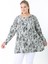 Yünlü Viskon Desenli Likralı Kadın Büyük Beden Tunik 4
