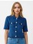 Lacivert Kısa Kollu Gömlek Yaka Triko Hırka 1