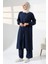 Kadın Hac ve Umre Kıyafeti Kraşlı Tesettür Ikili Takım - Lacivert 3